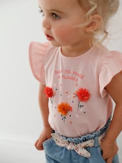 Motif fleurs-Bébé-T-shirt, sous-pull-T-shirt avec fleurs en relief bébé