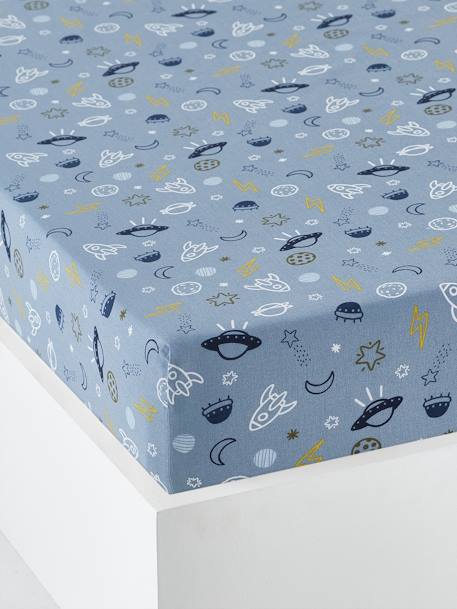 Drap-housse enfant COSMOS bleu 