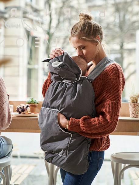 Protège porte-bébé doudoune gris 