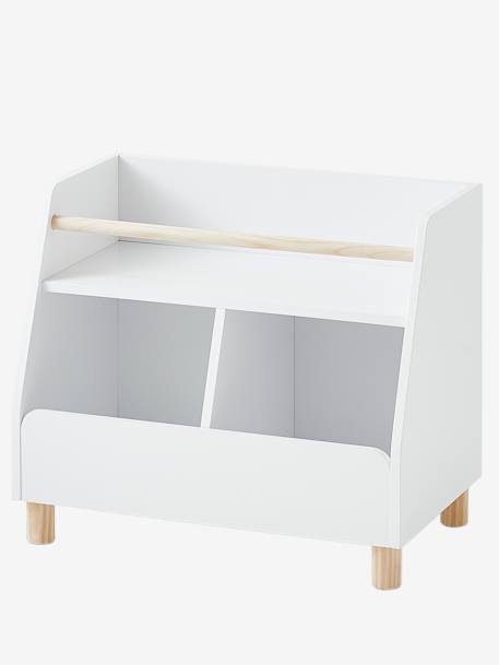 Meuble de rangement mixte étagère + bacs LIGNE PTILOU blanc/bois 