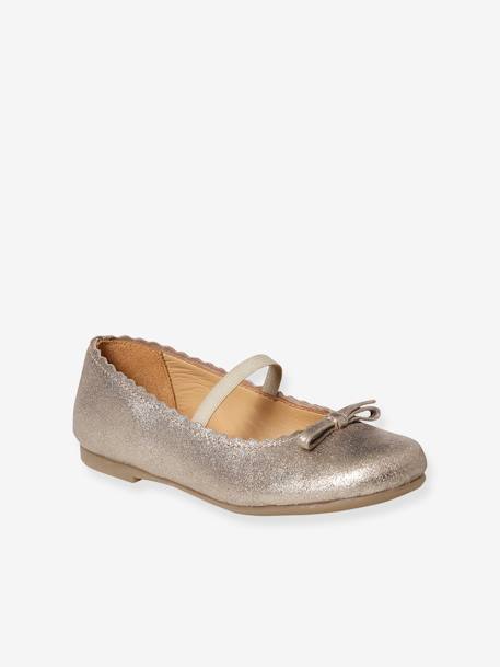 Mädchen Ballerinas beige metallic+marine+rosa 