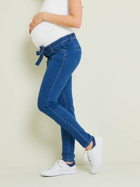 Pantalon slim de grossesse molleton aspect jean denim stone 