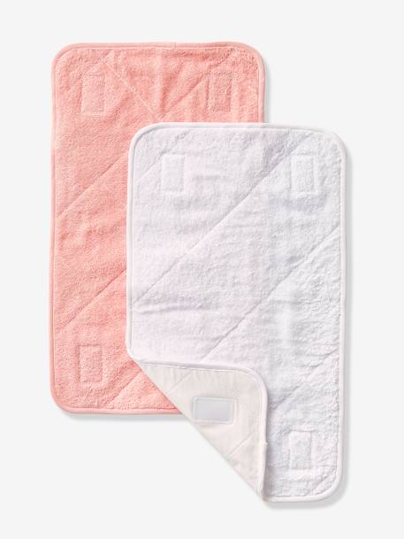 Lot 2 serviettes de rechange matelas à langer Blanc+Gris taupe+rose pâle + blanc 