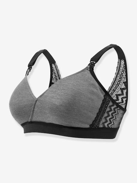 Soutien-gorge de grossesse et d'allaitement Serena CACHE CŒUR sans armatures gris chiné/noir+noir+rose pâle (Blush) 