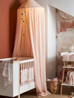 Frühling im Kinderzimmer-Zimmer und Aufbewahrung-Bettvorhang „Rosentraum“, Musselin