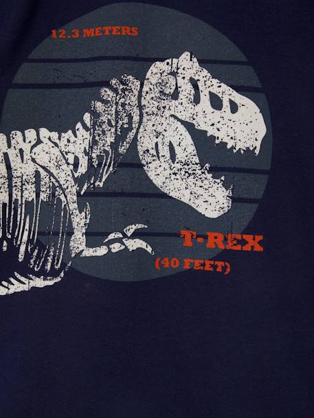 T-shirt motif dinosaure géant garçon dark bleu indigo+menthe 