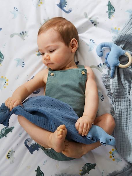 Baby Geschenk-Set: Schmusetuch und Greifling KLEINER DINO blau 