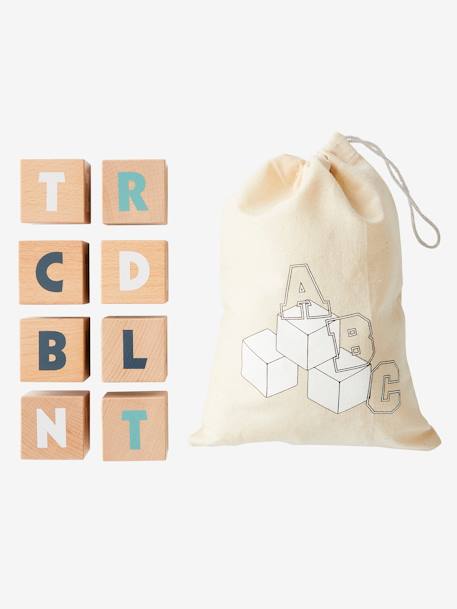 10 grands cubes lettres en bois FSC® multicolore 