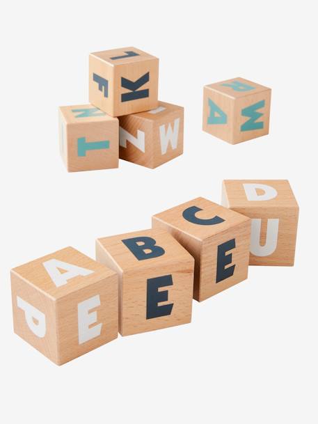 10 grosse Buchstaben-Würfel Holz FSC® mehrfarbig 