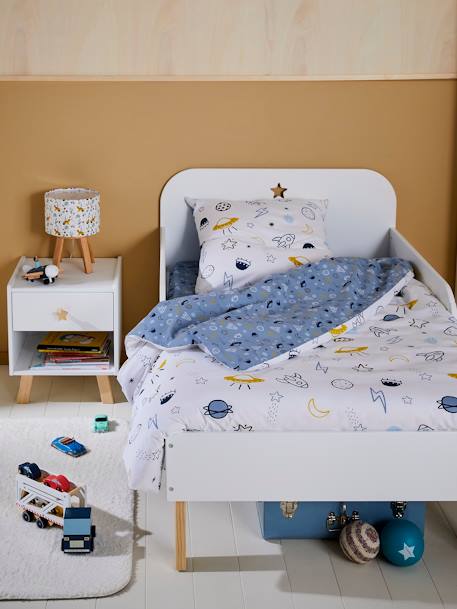Parure fourre de duvet + taie d'oreiller enfant COSMOS, essentiels bleu/multicolore 
