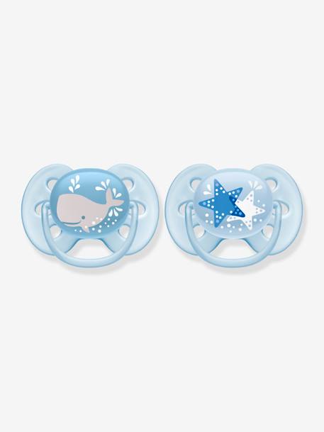 Lot de 2 sucettes ultra douces 2e âge Philips AVENT BALEINE/ETOILE 