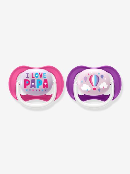 Lot de 2 sucettes Ultra air animals 2e âge Philips AVENT DECOR I LOVE PAPA/MONTGOLFIERE 