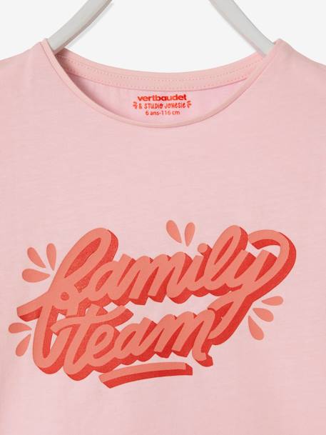 vertbaudet x Studio Jonesie: Mädchen T-Shirt FAMILY TEAM, Bio-Baumwolle rosa 