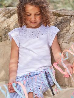 Mode et chaussures enfant-Fille-T-shirt, sous-pull-T-shirt fille avec détails broderie anglaise