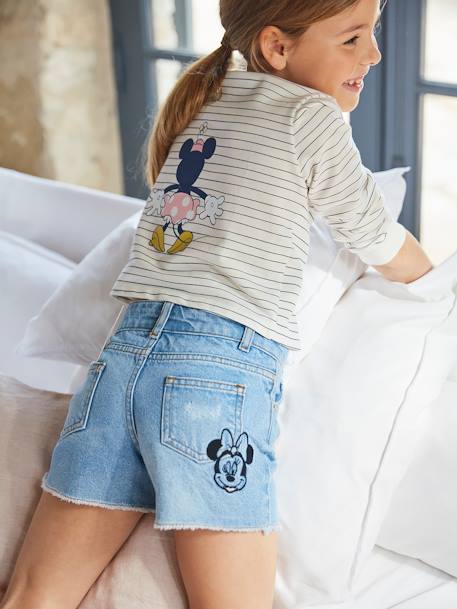 Short en jean brodé fille Disney Minnie® denim bleached 