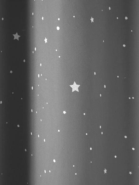 Rideau à œillets occultant phosphorescent imprimé étoile gris 