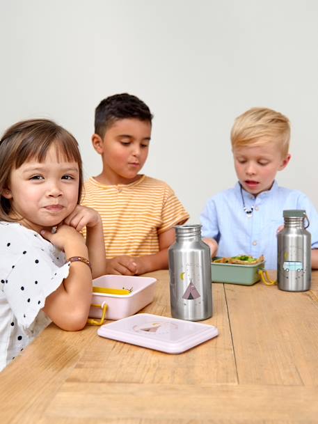 Kinder Edelstahl-Trinkflasche „Adventure“/„Yummy“ LÄSSIG grau/rosa+karamell+olivgrün+olivgrün 