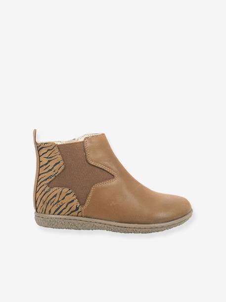 Boots fille Vermillon KICKERS® camel zèbre+Marine métallisé+Noir vernis 