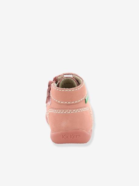 Bottillons cuir bébé fille Bonzip 2 KICKERS® 1ers pas rose clair 