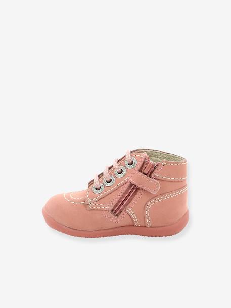 Bottillons cuir bébé fille Bonzip 2 KICKERS® 1ers pas rose clair 