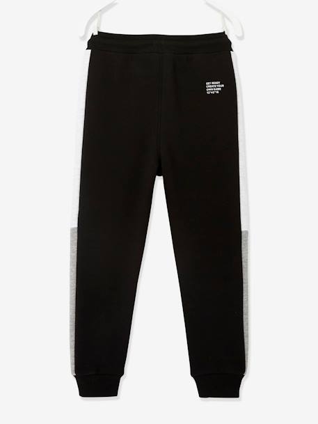 Pantalon jogging bandes côtés garçon gris anthracite+noir+vert sapin 