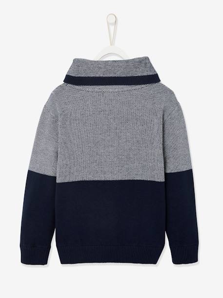 Jungen Pullover mit Kragen HASELNUSSBRAUN+TINTENBLAU 