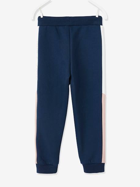Pantalon jogging fille bandes côtés bleu foncé+gris 