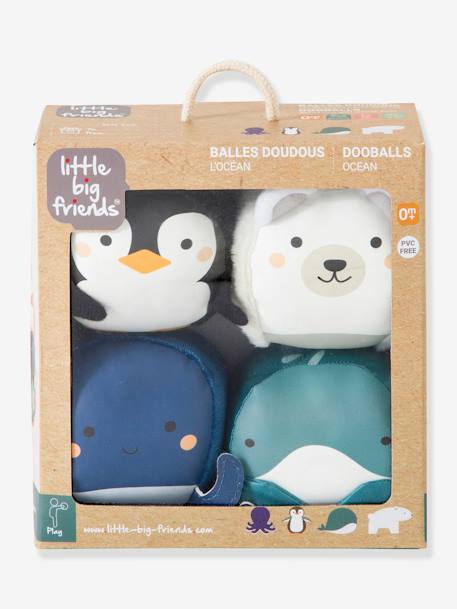 Les Dooballs - Set de 4 Balles doudous - LITTLE BIG FRIENDS MULTICOLORE+MULTICOLORE+vert 