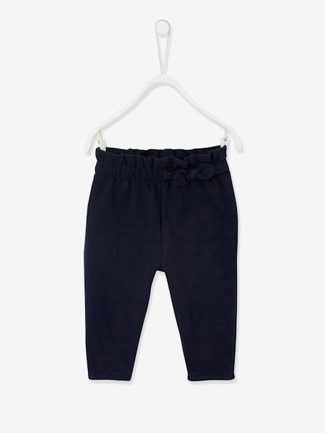 Pantalon en molleton bébé taille élastiquée corail+encre 