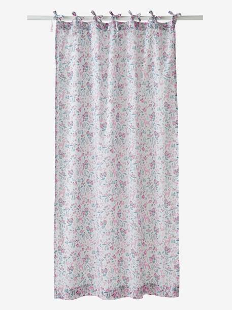 Rideau voilage à nouettes imprimé fleurs Victoria écru / multicolore 
