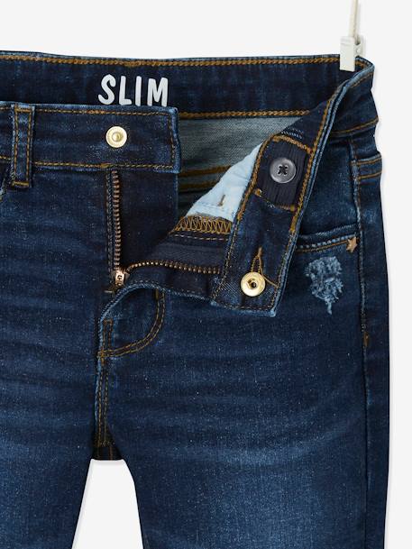 Jean slim MorphologiK 'waterless' fille tour de hanches fin bleu foncé+denim black+stone 