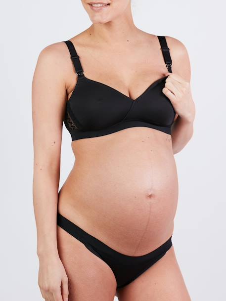 Soutien-gorge de grossesse et d'allaitement Serena CACHE CŒUR sans armatures gris chiné/noir+noir+rose pâle (Blush) 