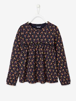 Motif fleurs-Fille-T-shirt, sous-pull-T-shirt blouse fille imprimé fleurs