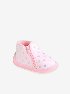Chaussures-Chaussures bébé 17-26-Chaussons zippés bébé fille fabriqués en France