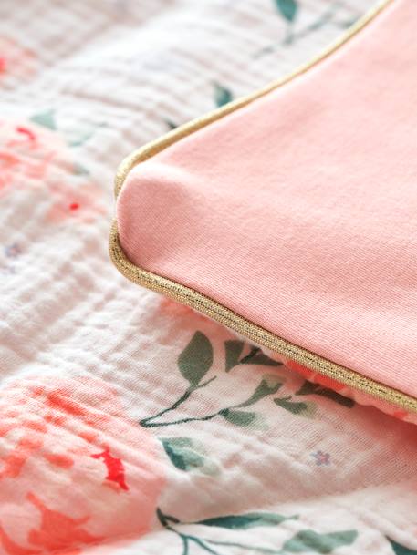 Couverture bébé/fond de parc jersey/gaze de coton EAU DE ROSE rose 