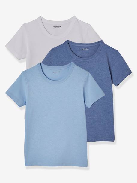 Lot de 3 T-shirts garçon manches courtes Lot camaieu bleu 