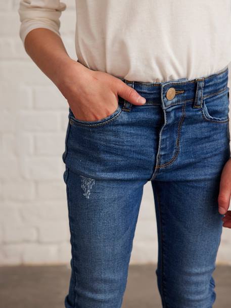 Mädchen Slim-Fit-Jeans „waterless“, Hüftweite REGULAR DUNKELBLAU+DUNKELBLAU+schwarz 