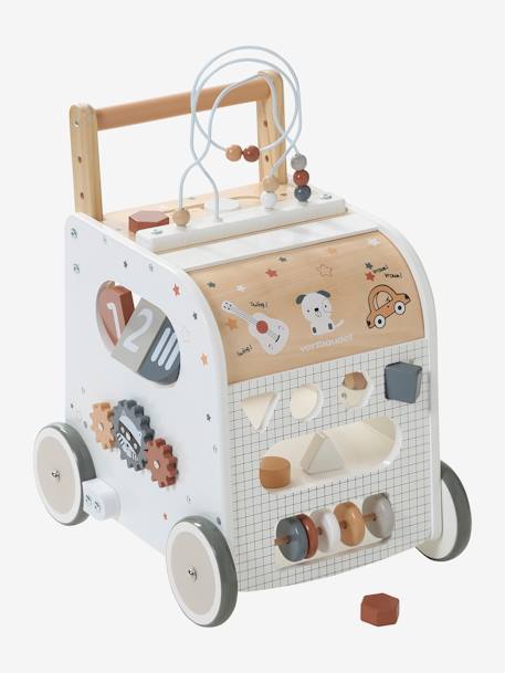 Chariot de marche en bois avec blocs de construction bébé