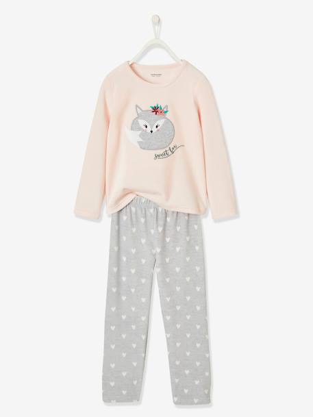 Pyjama velours fille renard ROSE CLAIR 