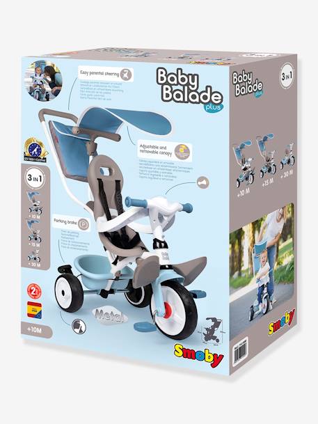 Tricycle Baby Balade plus - SMOBY BLEU CIEL 