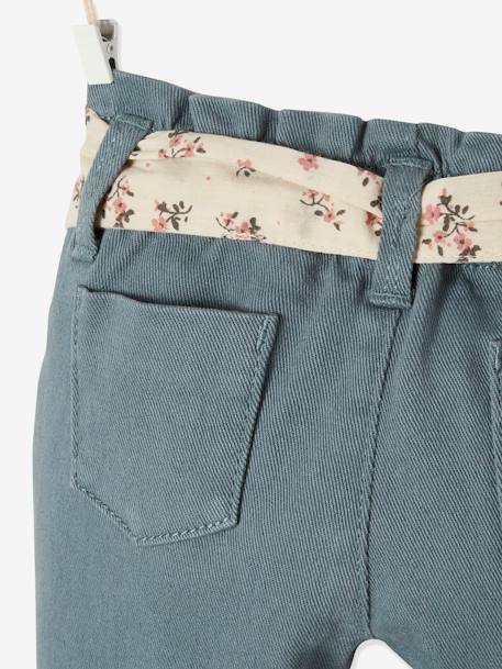 Pantalon avec ceinture en tissu bébé vert grisé 