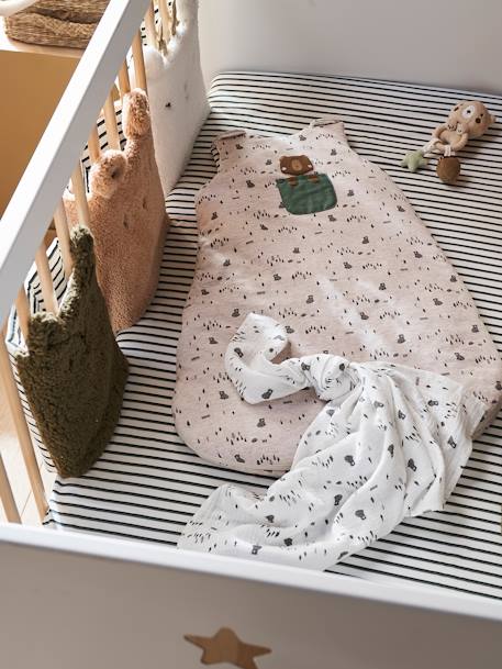 Ärmelloser Baby Schlafsack 'Grüner Wald', Oeko-Tex® beige meliert 