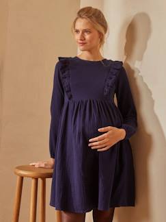 Vêtements de grossesse-Robe-Robe gaze de coton de grossesse et d'allaitement