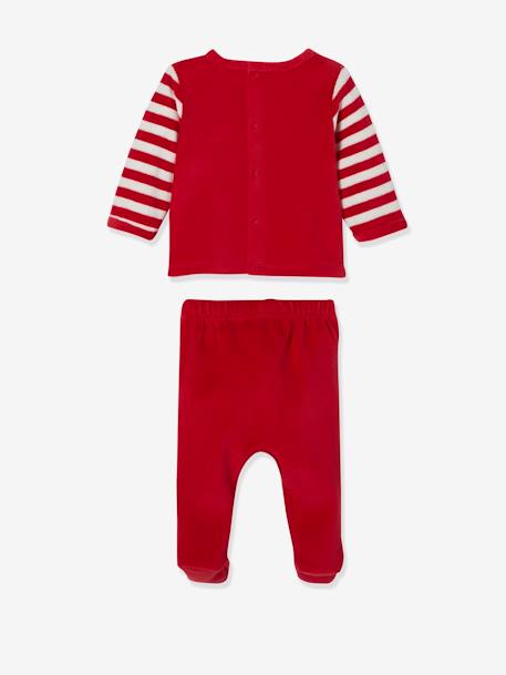 Pyjama 2 pièces en velours bébé Noël rouge brique 