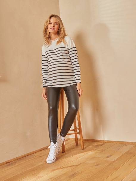 Legging simili de grossesse Noir simili cuir 