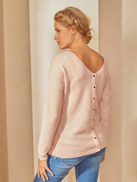 Pull devant/dos grossesse et allaitement rose saumon clair 