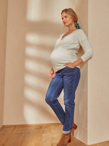 Wendbarer Pullover für Schwangerschaft und Stillzeit WEISS 