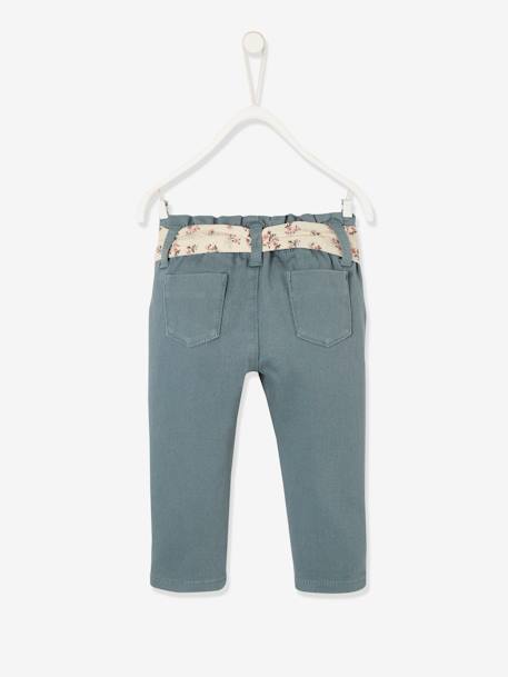 Pantalon avec ceinture en tissu bébé vert grisé 