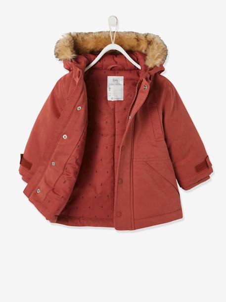 Parka à capuche bébé garçon terracotta 