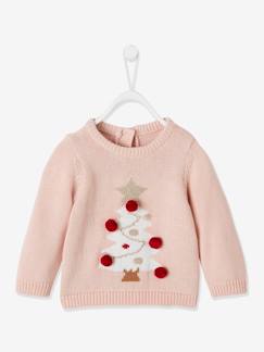 Klinikkoffer-Baby-Pullover, Strickjacke, Sweatshirt-Pullover-Babypullover mit Weihnachtsbaum  und Pompons
